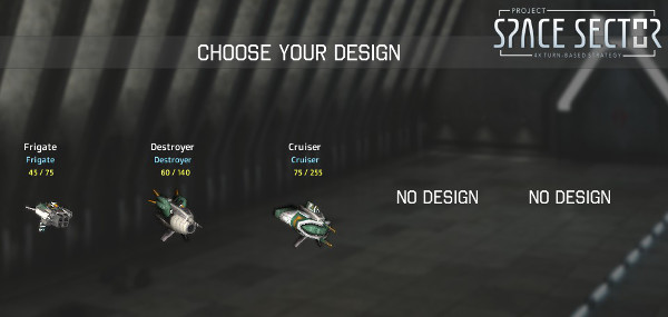Five designs to choose from. They can be of any ship class (so you can have 2 frigates and 3 destroyers if you want).