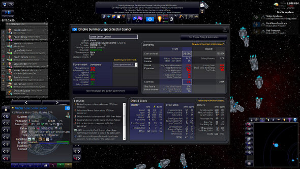 The Empire screen lets you know what your private sector is up to