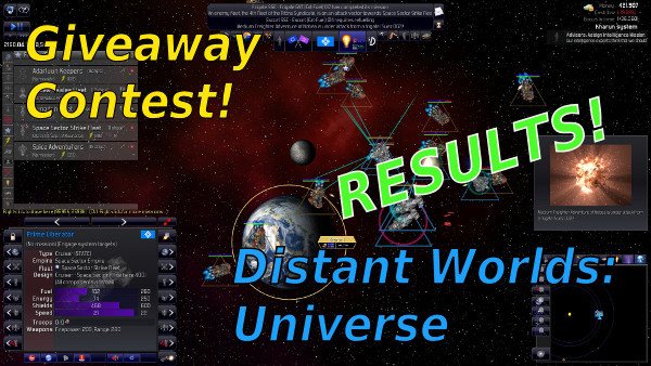 Distant Worlds: Universe by CodeForce, Matrix Games and Slitherine - Giveaway contest results