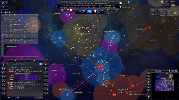 Distant Worlds: Universe | The Star map, with the different empires' borders and lots of ships coming and going