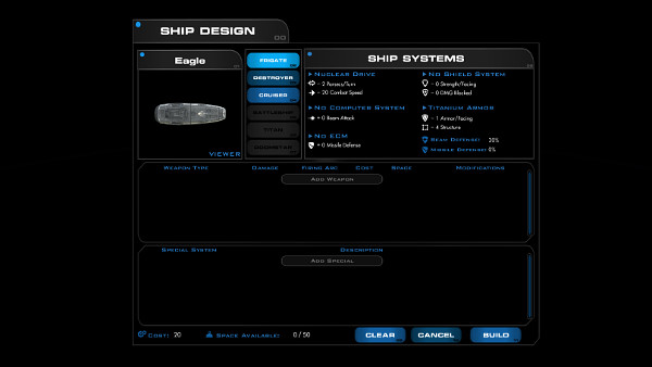 Lord of Rigel | Ship design screen