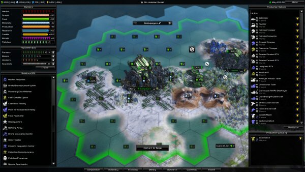 Pandora: First Contact | City management screen